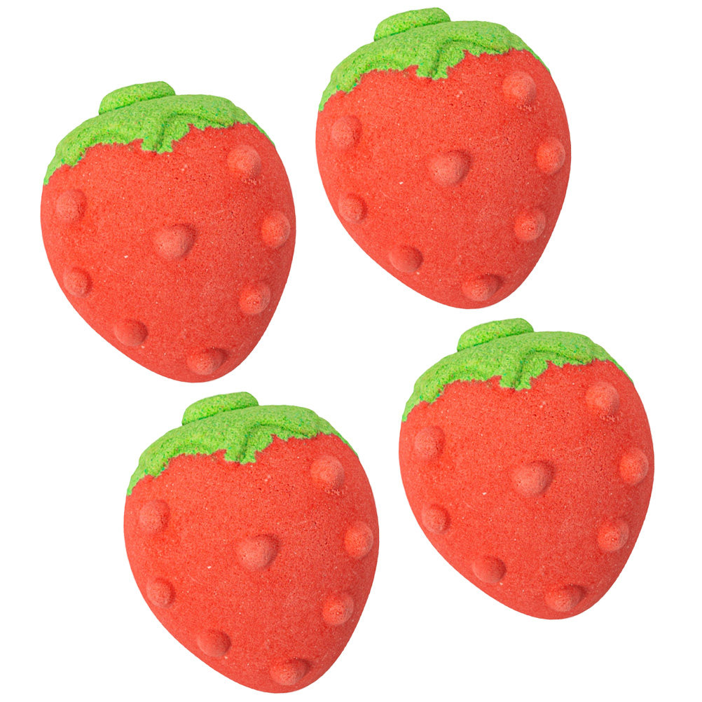 Bath Salts - 4er-Set Aromatisches Badesalz-Set mit Niedlicher Erdbeerform,